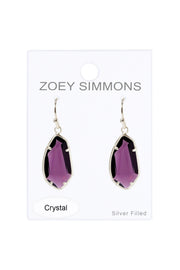 Lavender Crystal Fancy Cut Drop Earrings - SF
