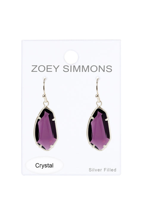 Lavender Crystal Fancy Cut Drop Earrings - SF