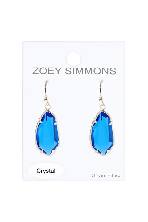 Swiss Blue Crystal Fancy Cut Drop Earrings - SF