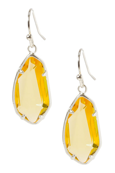 Yellow Crystal Fancy Cut Drop Earrings - SF