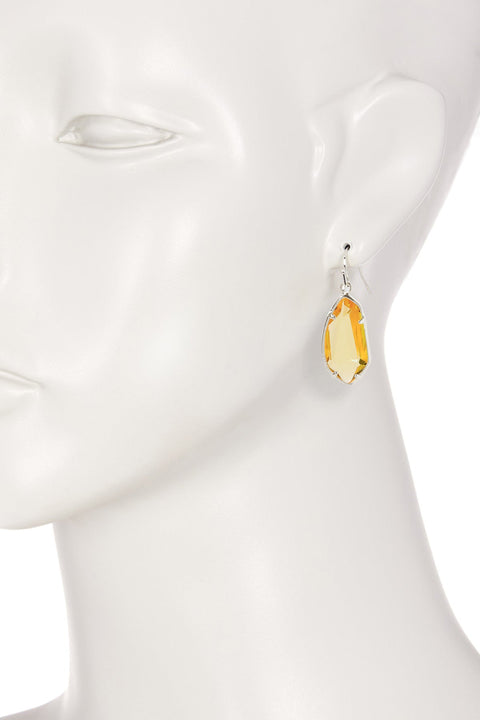 Yellow Crystal Fancy Cut Drop Earrings - SF