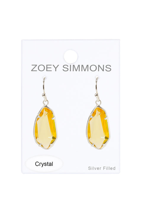 Yellow Crystal Fancy Cut Drop Earrings - SF