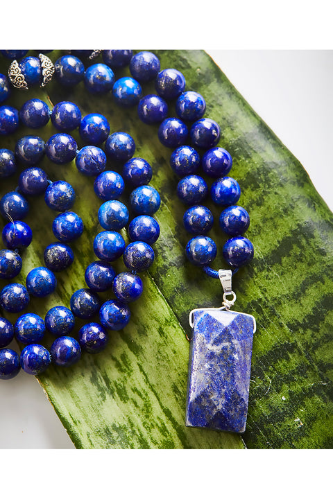 Lapis Meditation Beads Pendant Necklace - SF