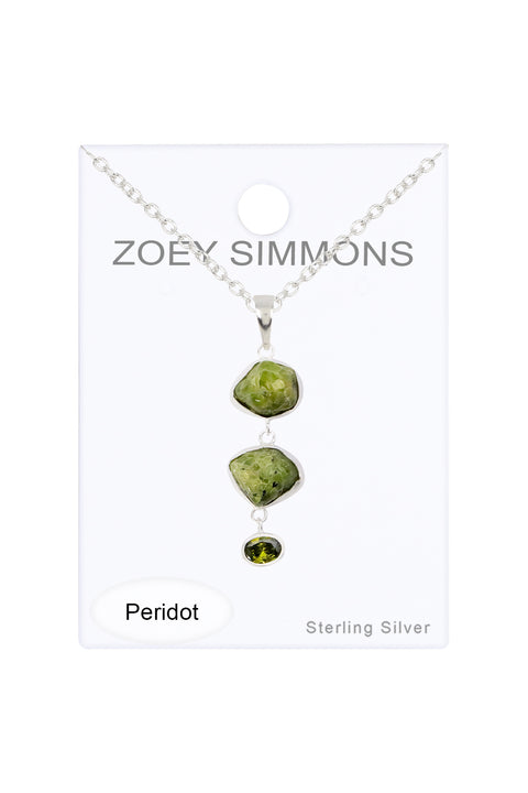Sterling Silver & Peridot Pendant Necklace - SS