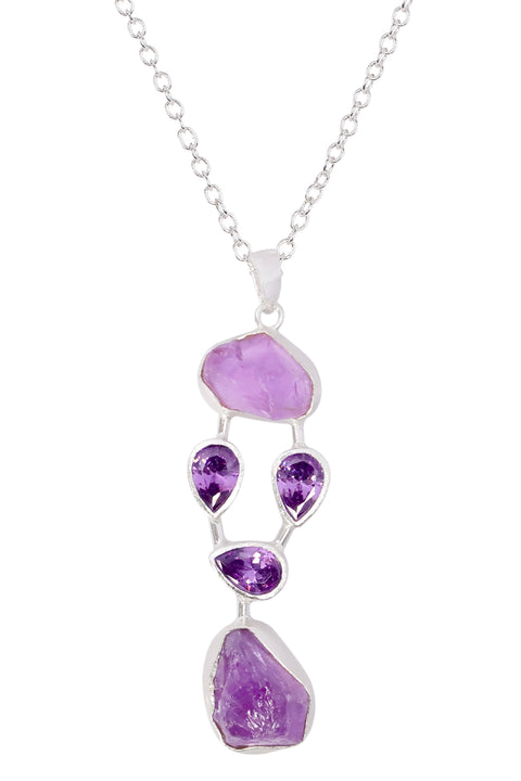 Sterling Silver & Amethyst Pendant Necklace - SS