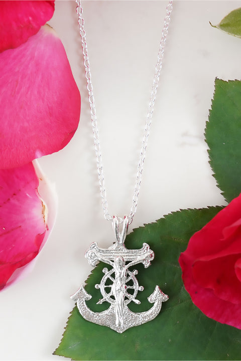 Mariners Anchor Cross Pendant Necklace - SF