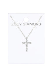 Sterling Silver Nugget Cross Pendant Necklace - SF