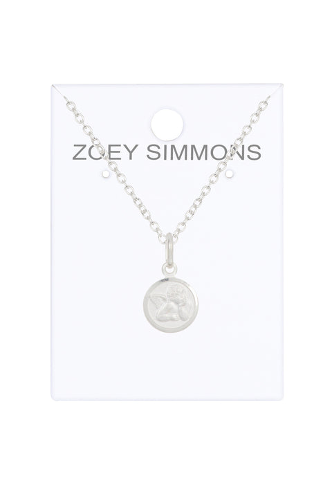 Sterling Silver Guardian Angel Medallion Necklace - SF