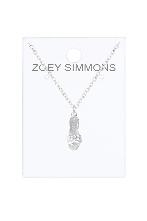 Sterling Silver Slipper Pendant Necklace - SF