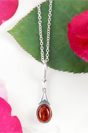 Baltic Amber & Sterling Silver Pendant Necklace - SS