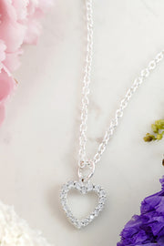 Micro Pave CZ Heart Pendant Necklace - SF