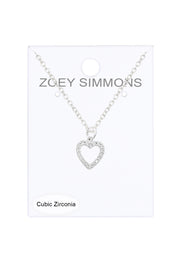 Micro Pave CZ Heart Pendant Necklace - SF