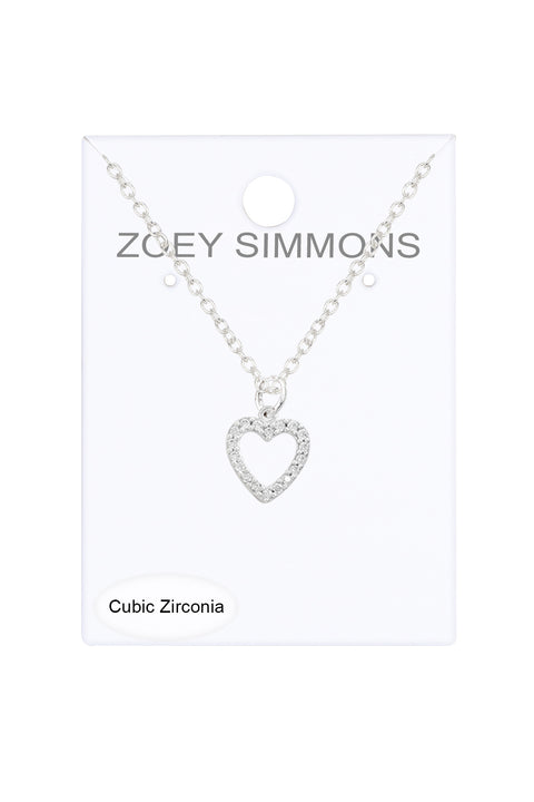 Micro Pave CZ Heart Pendant Necklace - SF