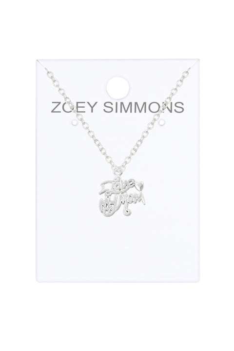 Sterling Silver I Love My Mom Pendant Necklace - SF