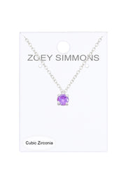 Sterling Silver & CZ Charm Necklace - SF