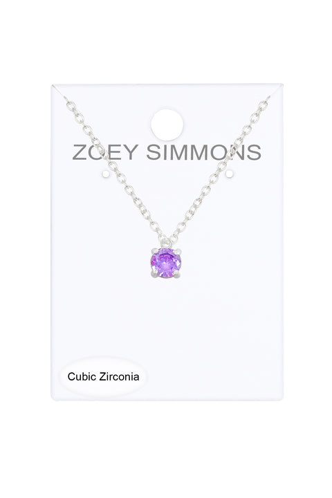 Sterling Silver & CZ Charm Necklace - SF