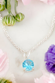 Sterling Silver & CZ Charm Necklace - SF