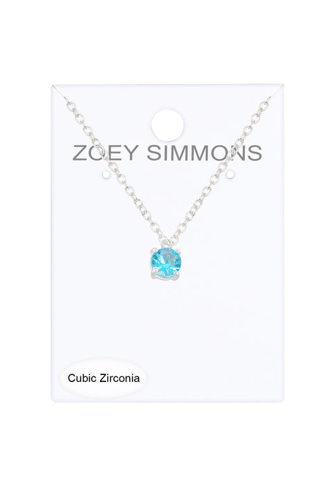 Sterling Silver & CZ Charm Necklace - SF