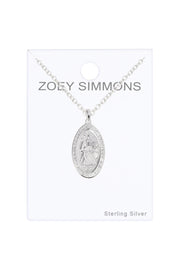 Sterling Silver Saint Christopher Medallion Necklace - SS