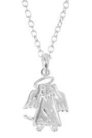 Sterling Silver Angel Dog Pendant Necklace - SS