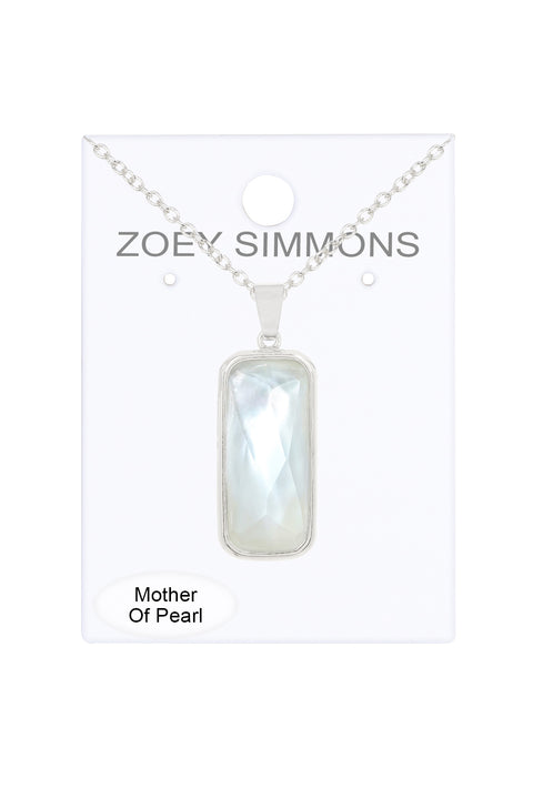 Mother Of Pearl Rectangle Necklace - SF
