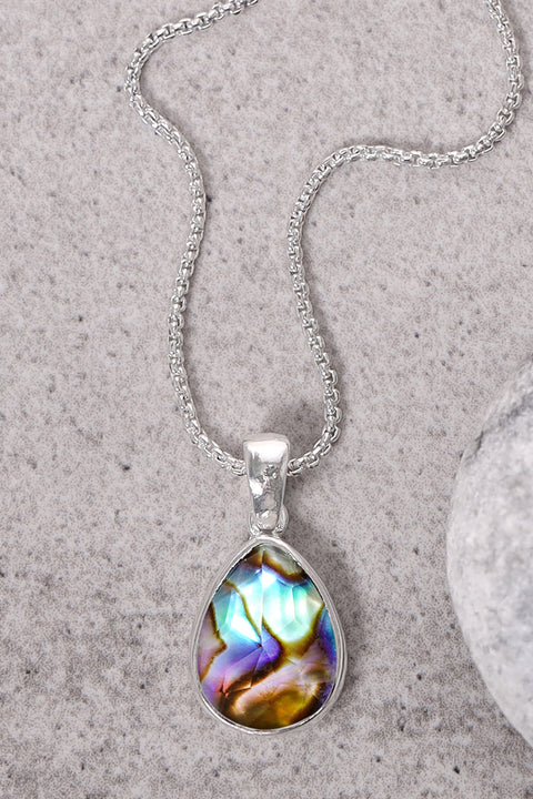 Abalone & Quartz Teardrop Necklace - SF