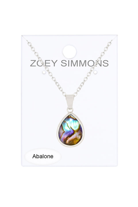 Abalone & Quartz Teardrop Necklace - SF