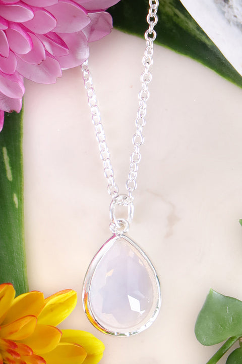 Moonstone Crystal Teardrop Necklace - SF