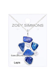 Sterling Silver Kyanite & CZ Geometry Pendant Necklace - SS
