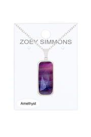Amethyst Rectangle Pendant Necklace - SF