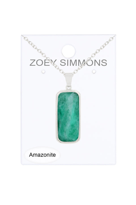 Amazonite Rectangle Pendant Necklace - SF