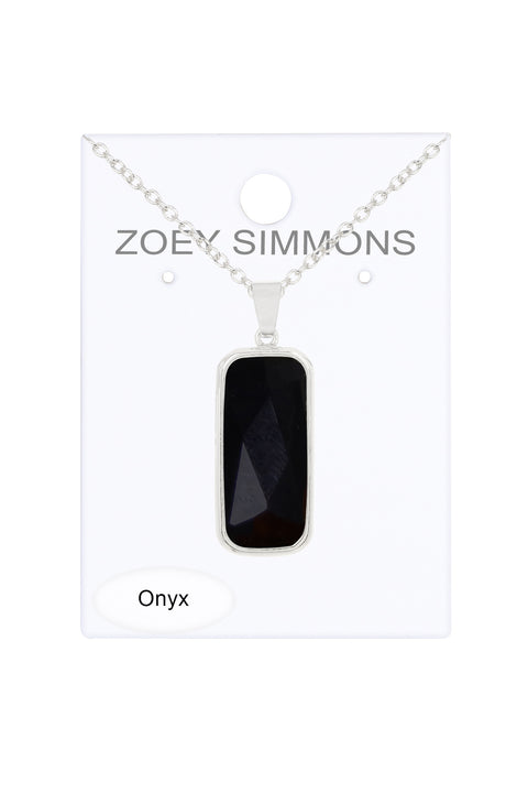 Onyx Rectangle Pendant Necklace - SF