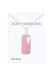 Rose Quartz Rectangle Pendant Necklace - SF