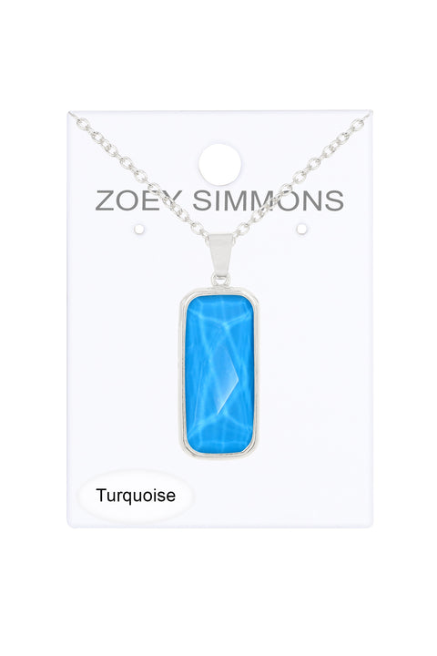 Turquoise Quartz Rectangle Necklace - SF