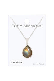 Labradorite Teardrop Pendant Necklace - SF