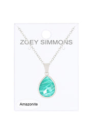 Amazonite Teardrop Pendant Necklace - SF