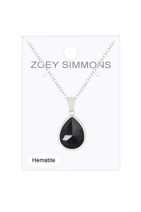 Hematite Teardrop Pendant Necklace - SF