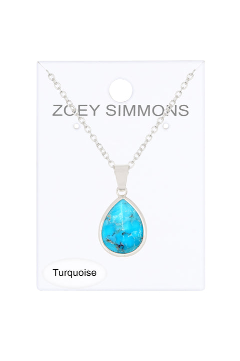 Turquoise Teardrop Pendant Necklace - SF