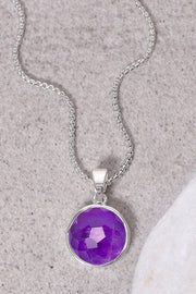 Amethyst Round Pendant Necklace - SF