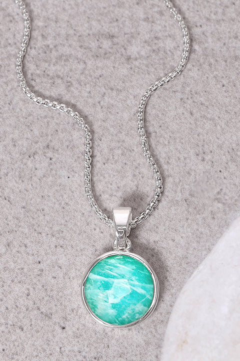 Amazonite Round Pendant Necklace - SF