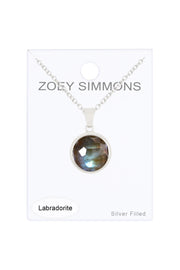 Labradorite Round Pendant Necklace - SF
