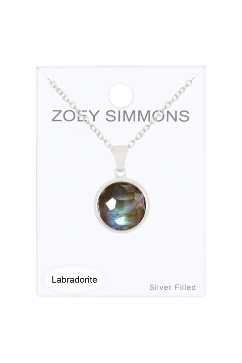 Labradorite Round Pendant Necklace - SF
