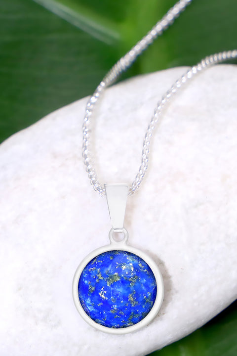 Lapis Round Pendant Necklace - SF