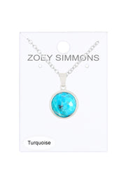Turquoise Round Pendant Necklace - SF