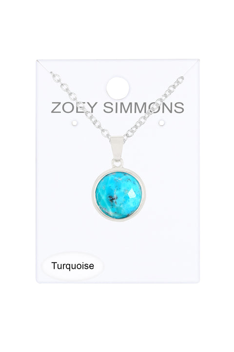 Turquoise Round Pendant Necklace - SF