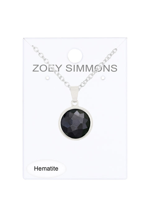 Hematite Round Pendant Necklace - SF
