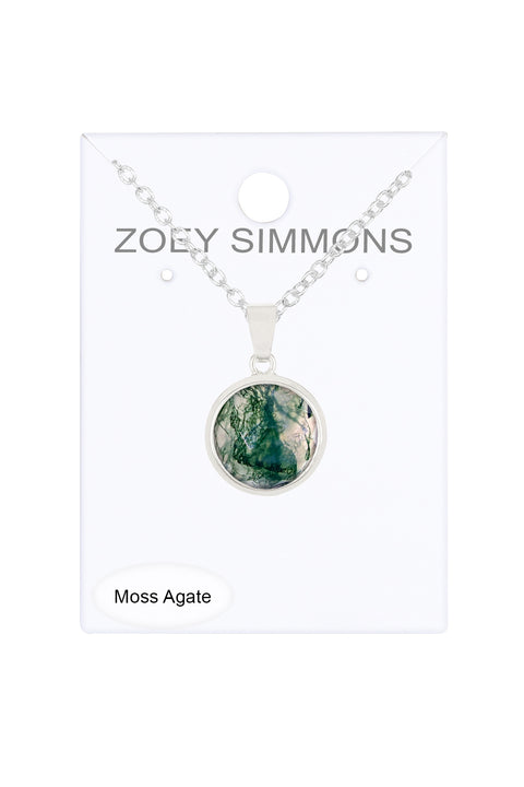 Moss Agate Pendant Necklace - SF