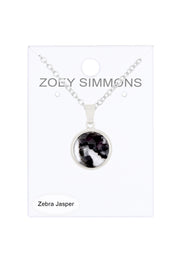 Zebra Jasper Round Pendant Necklace - SF