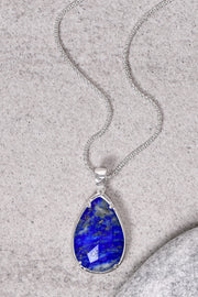 Lapis Pear Cut Pendant Necklace - SF