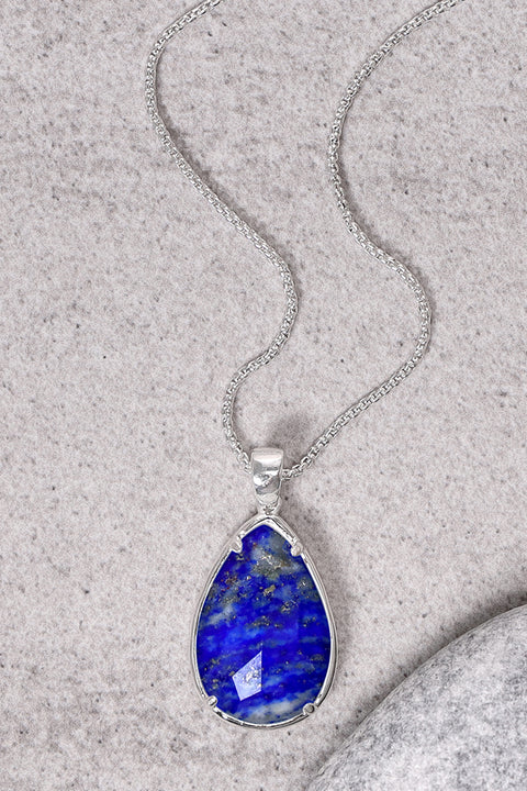 Lapis Pear Cut Pendant Necklace - SF